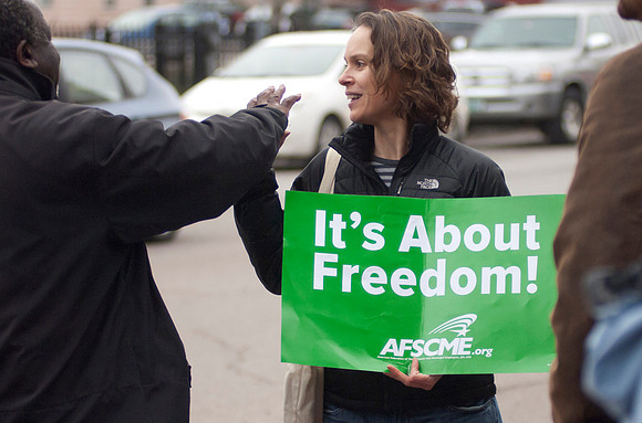 Vermont Unions and WOrkers Rally against visit by RNC Chair Rence Preibus
